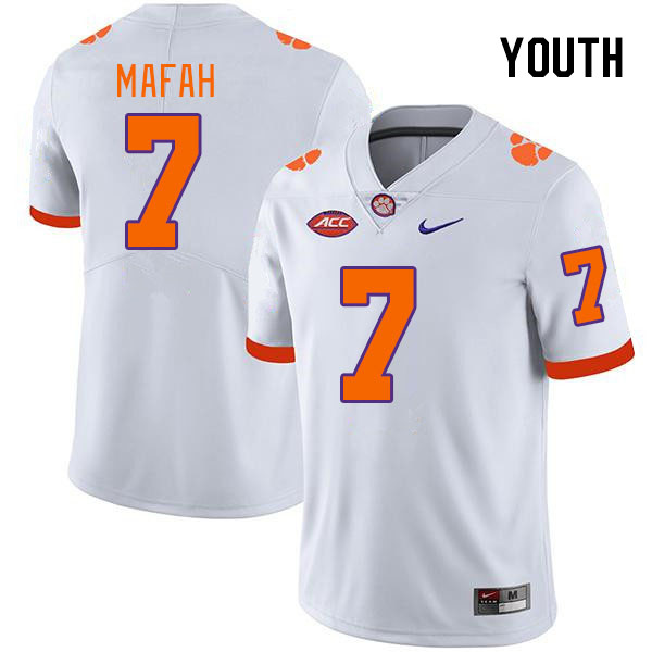Youth #7 Phil Mafah Clemson Tigers College Football Jerseys Stitched-White